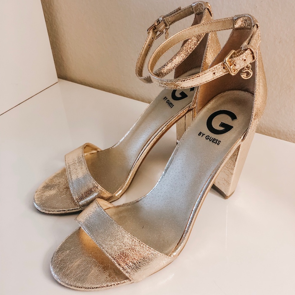 G by Guess Gold Metallic Strappy Heels Size 8.5